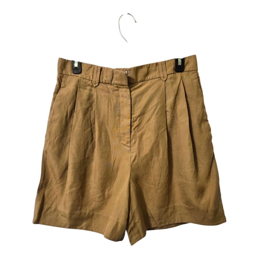 COS Pleated Linen Lyocell Shorts Womens US 8 Tan Minimalist Quiet Luxury Nwot